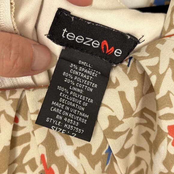 Teeze Me Fit & Flare Sleeveless Dress Juniors Size 7 Beige Whimsical Bird Print - Picture 11 of 16